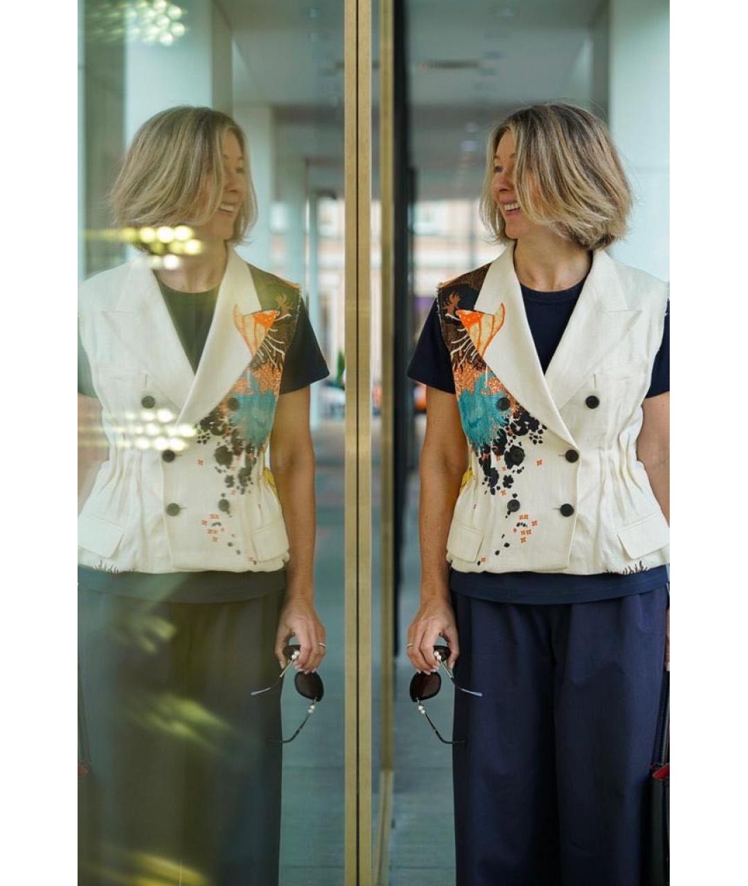 DRIES VAN NOTEN Бежевый льняной жилет, фото 5