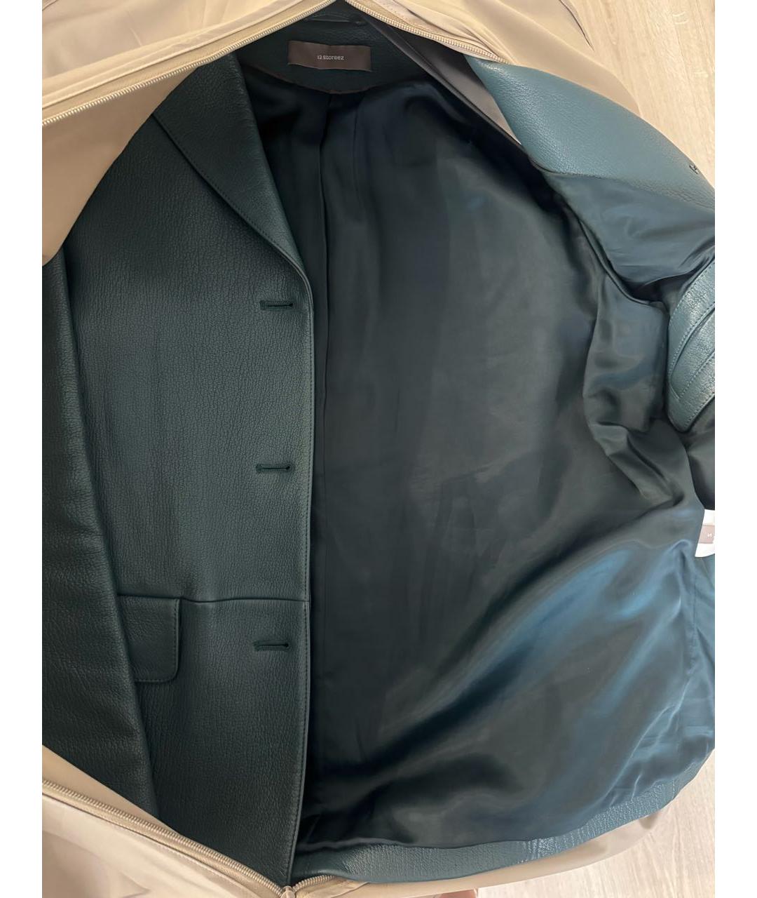 12 STOREEZ Бирюзовый кожаный жакет/пиджак, фото 3