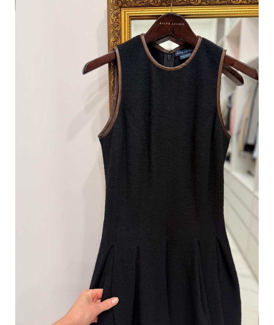 RALPH LAUREN Черное шерстяное повседневное платье, фото 5