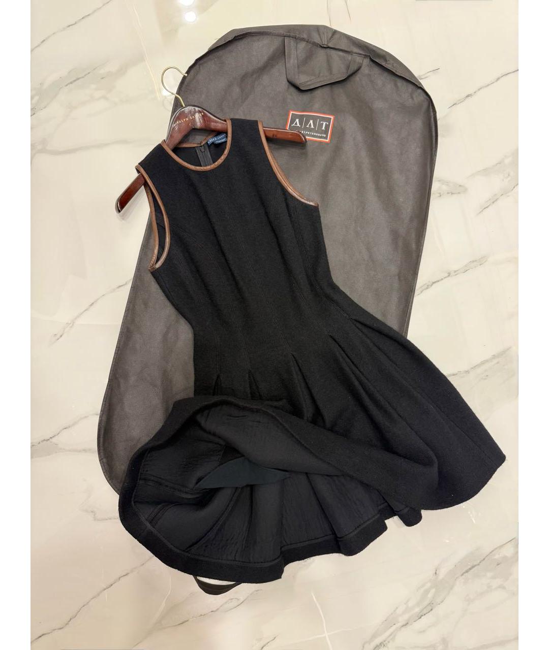 RALPH LAUREN Черное шерстяное повседневное платье, фото 2