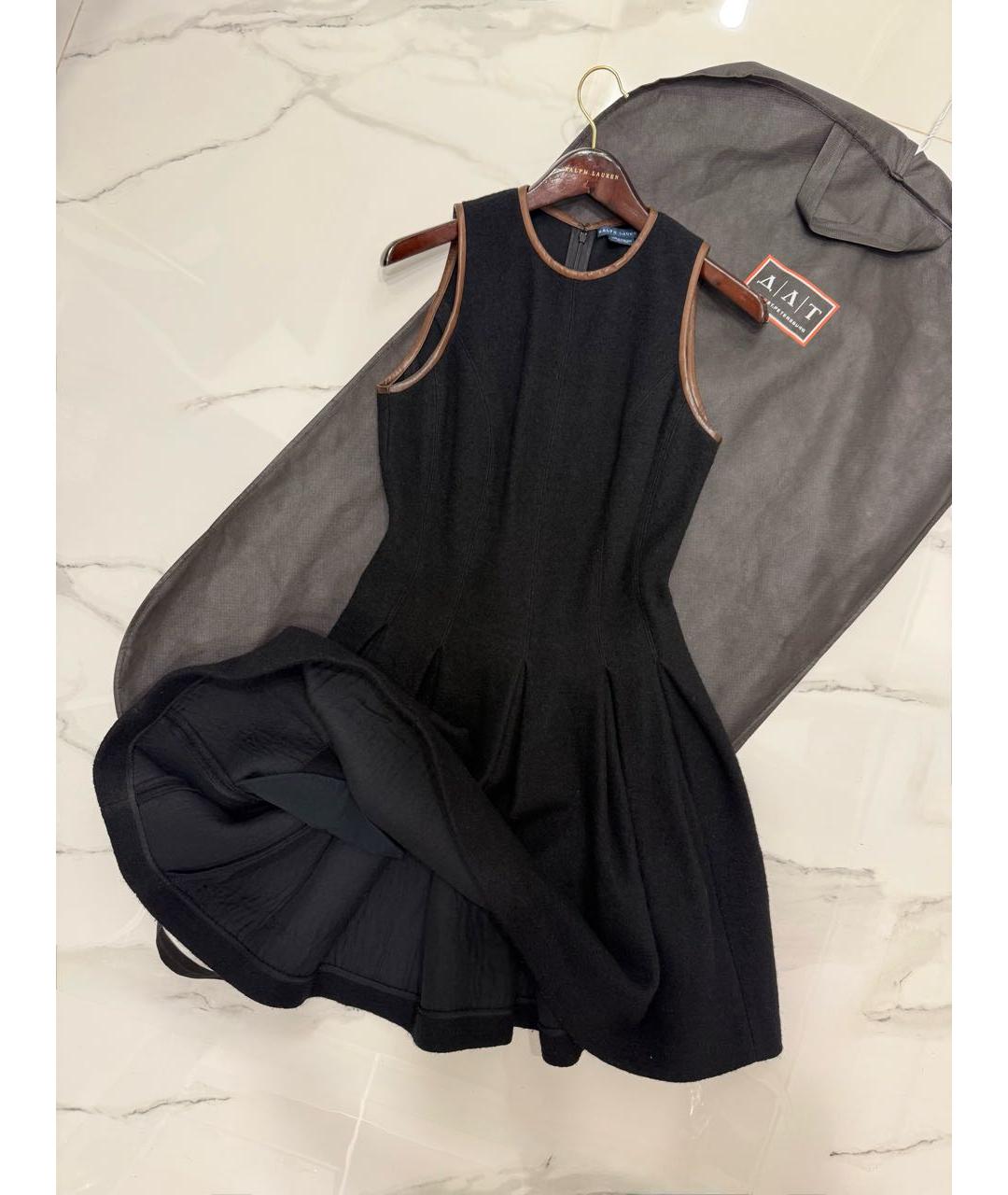 RALPH LAUREN Черное шерстяное повседневное платье, фото 3