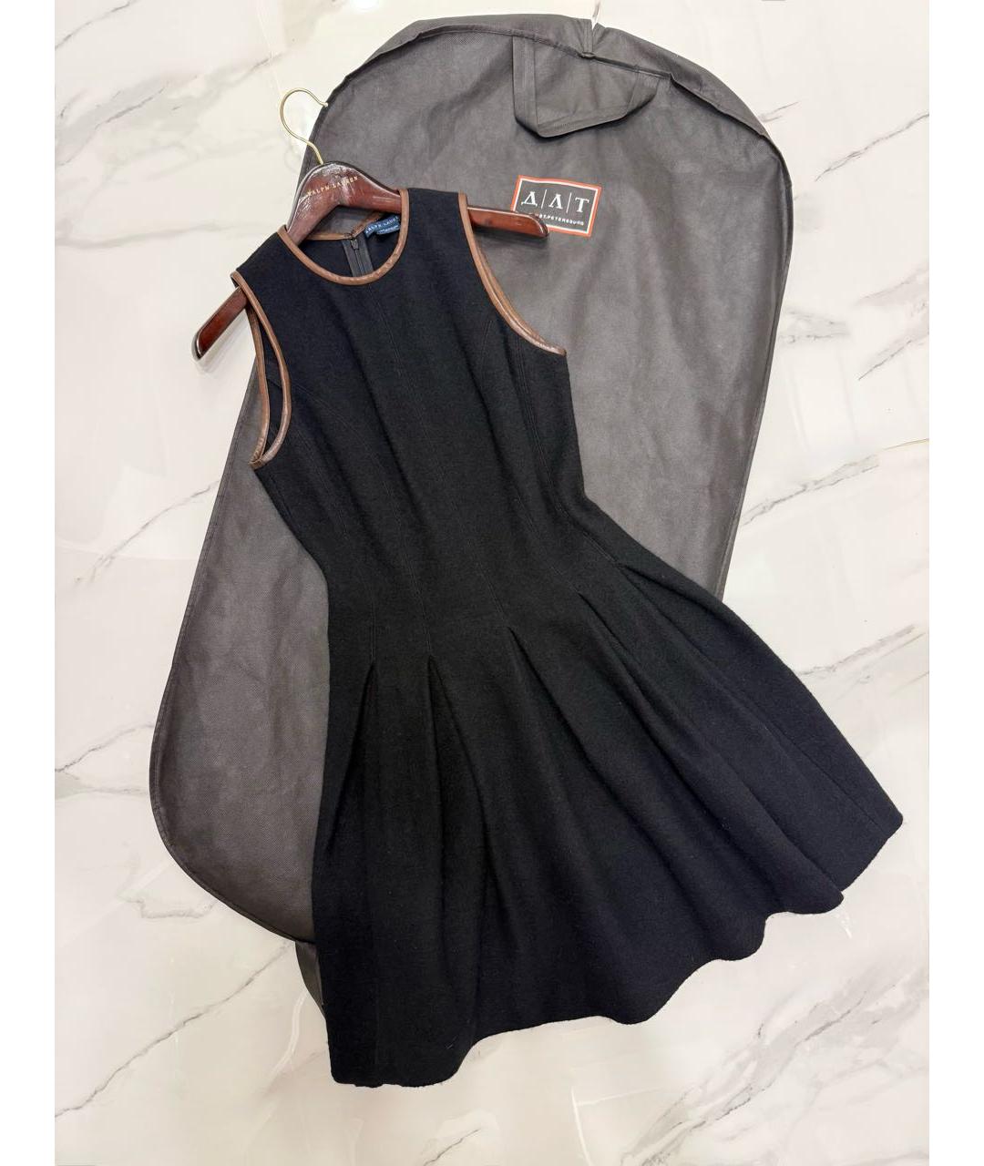 RALPH LAUREN Черное шерстяное повседневное платье, фото 9