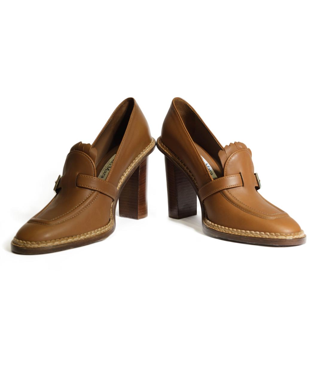 MAX MARA Коричневые кожаные туфли, фото 4