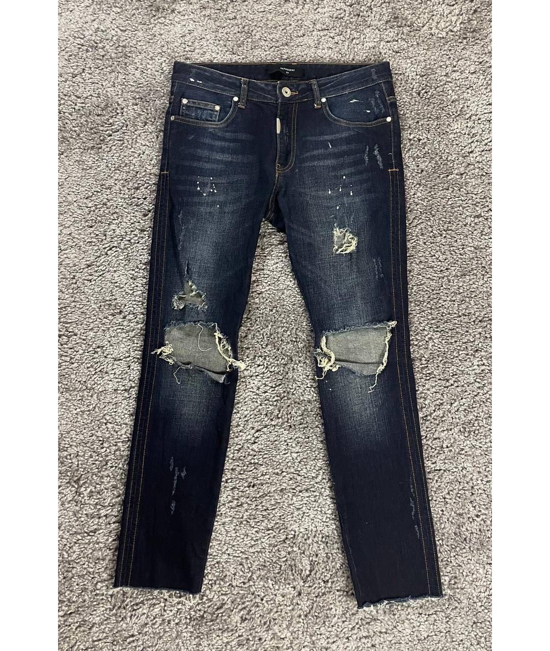 REPRESENT Синие хлопковые джинсы скинни, фото 7