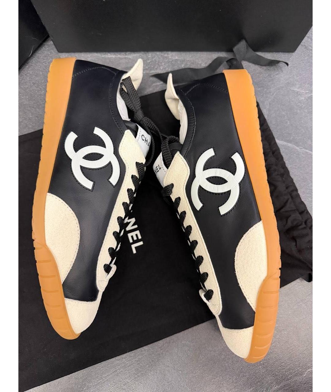 CHANEL Черные кожаные кроссовки, фото 2