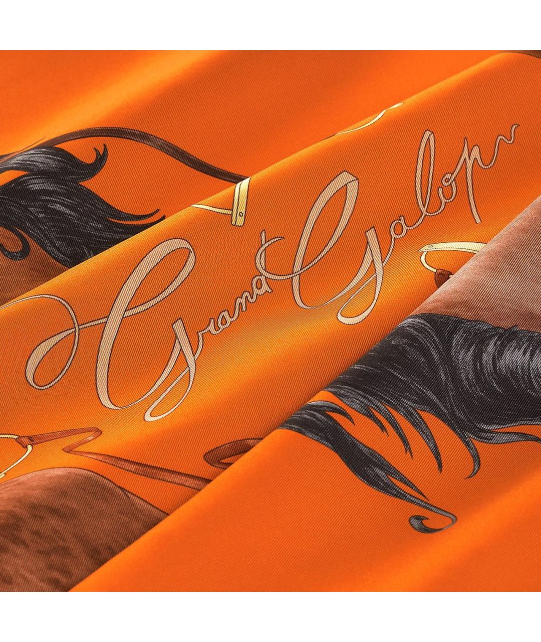 HERMES Оранжевый шелковый платок, фото 4