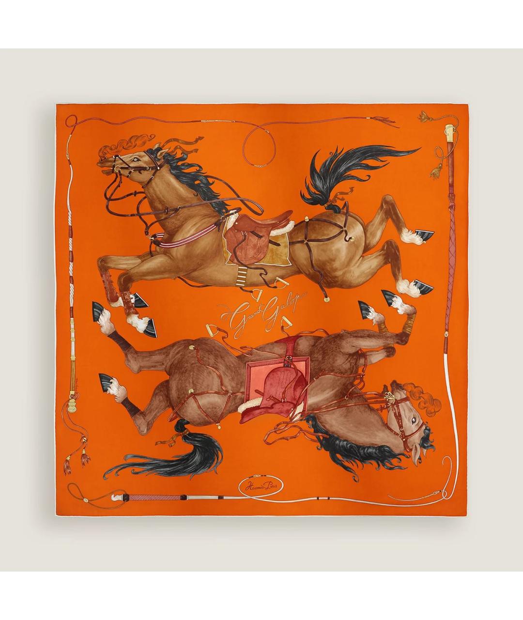 HERMES Оранжевый шелковый платок, фото 5