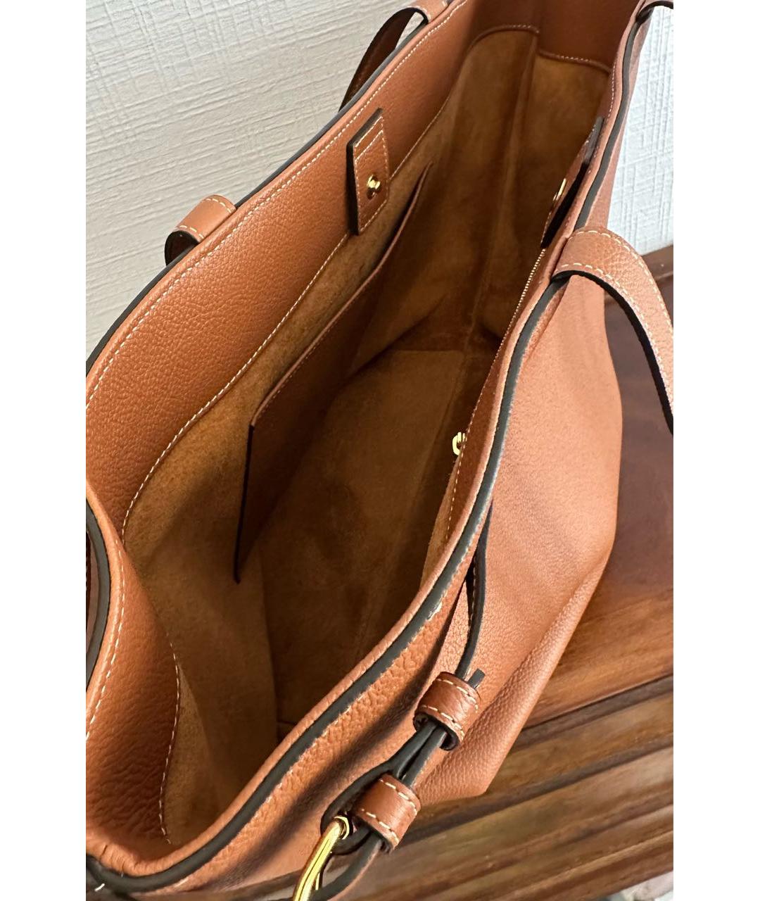 CELINE Коричневая кожаная сумка тоут, фото 4