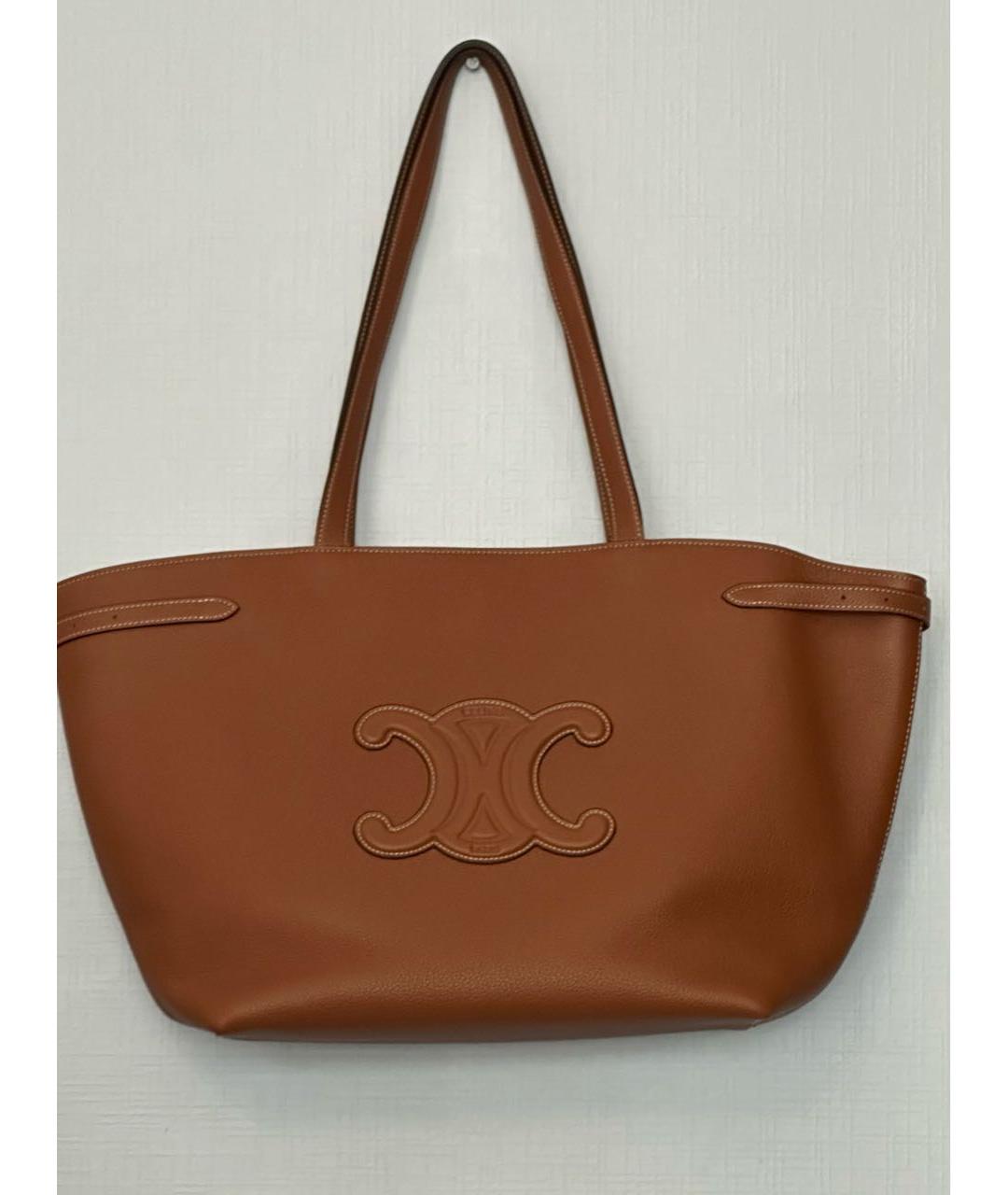 CELINE Коричневая кожаная сумка тоут, фото 5