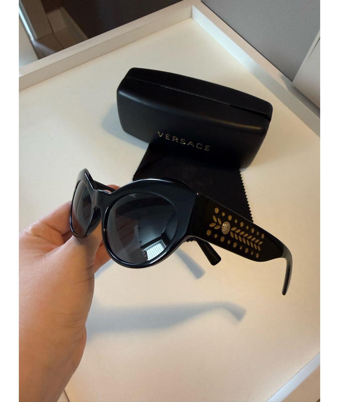VERSACE Черные пластиковые солнцезащитные очки, фото 7