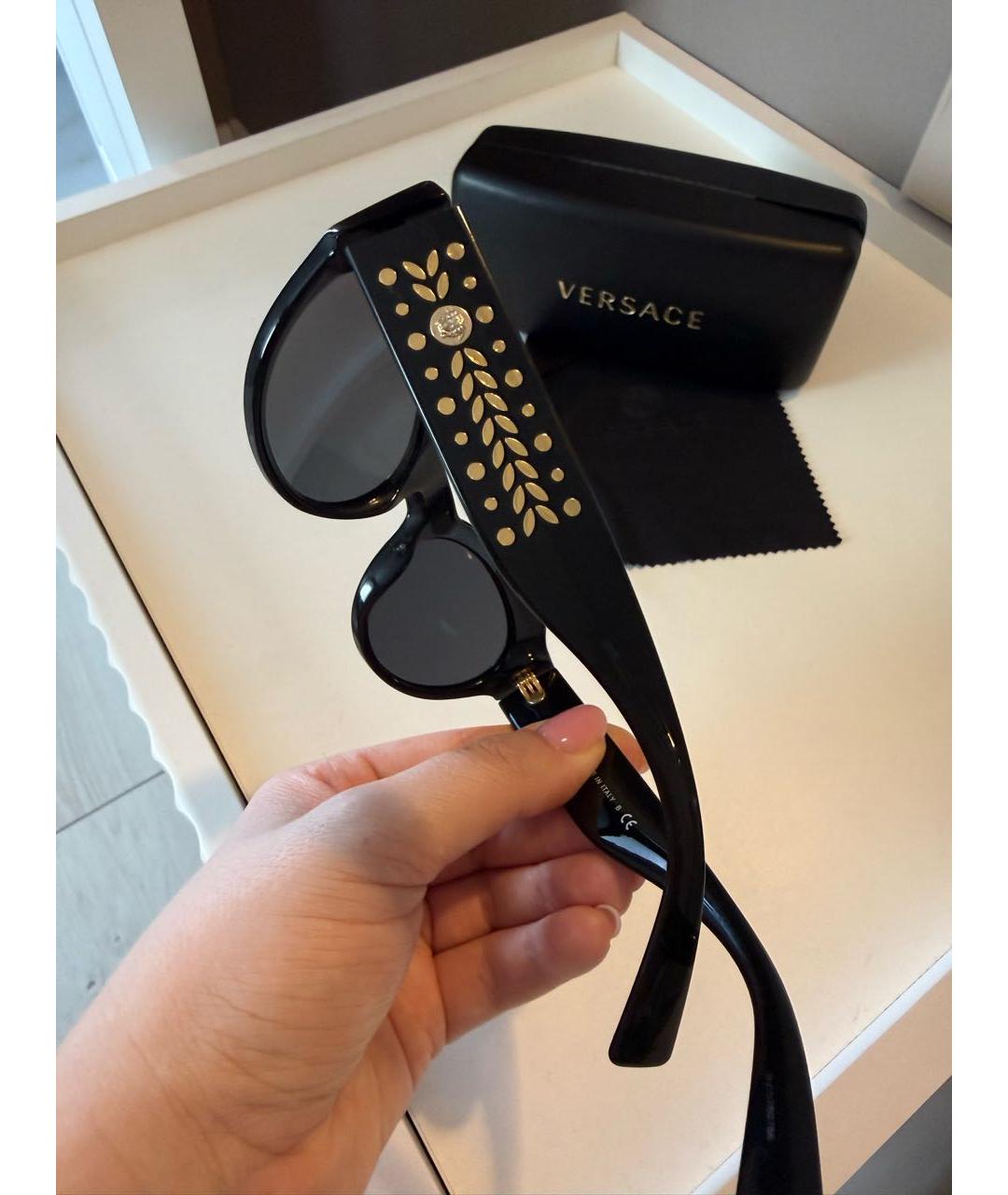 VERSACE Черные пластиковые солнцезащитные очки, фото 5