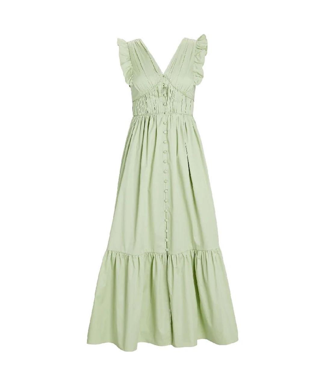 SELF-PORTRAIT Зеленые хлопковое повседневное платье, фото 8