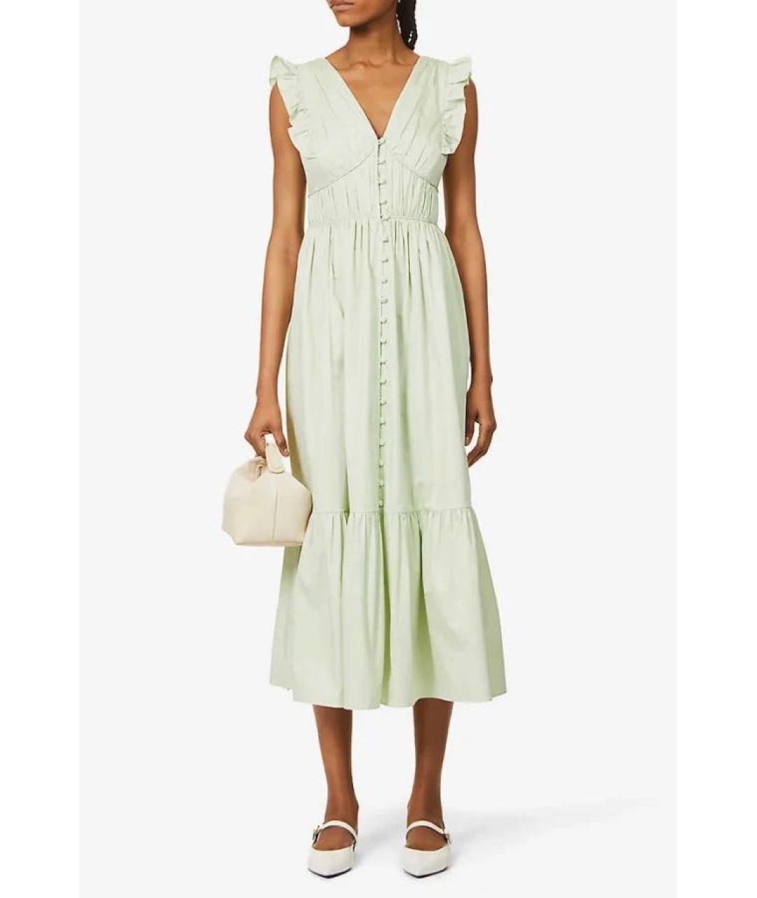 SELF-PORTRAIT Зеленые хлопковое повседневное платье, фото 2