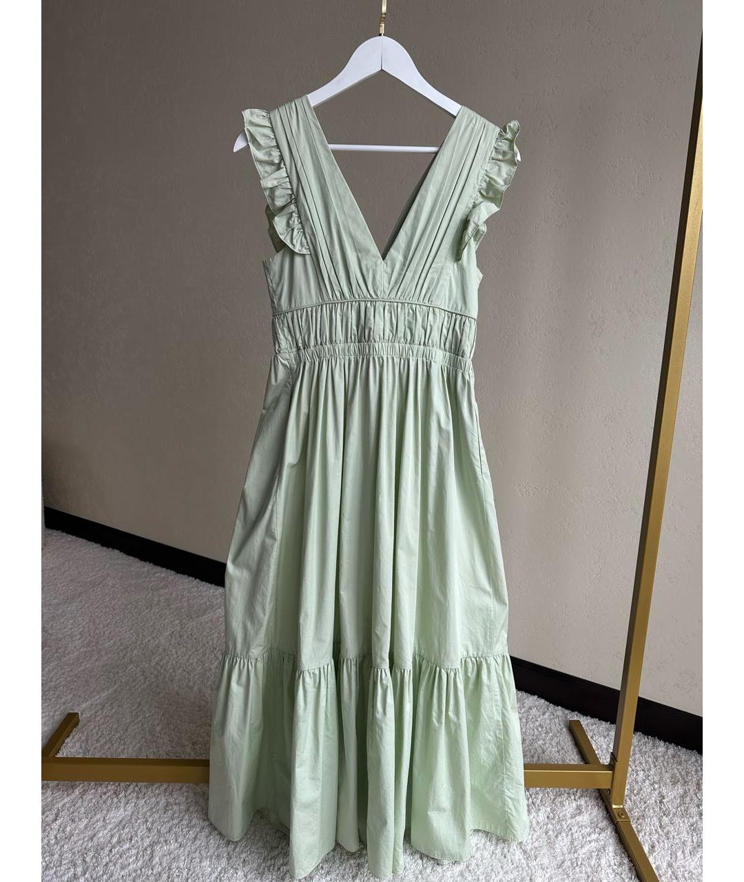 SELF-PORTRAIT Зеленые хлопковое повседневное платье, фото 6