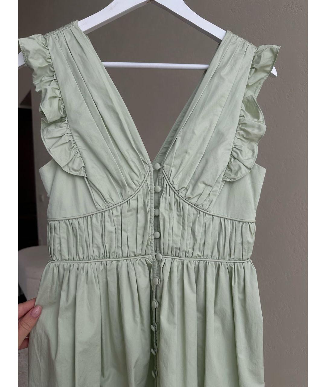 SELF-PORTRAIT Зеленые хлопковое повседневное платье, фото 5