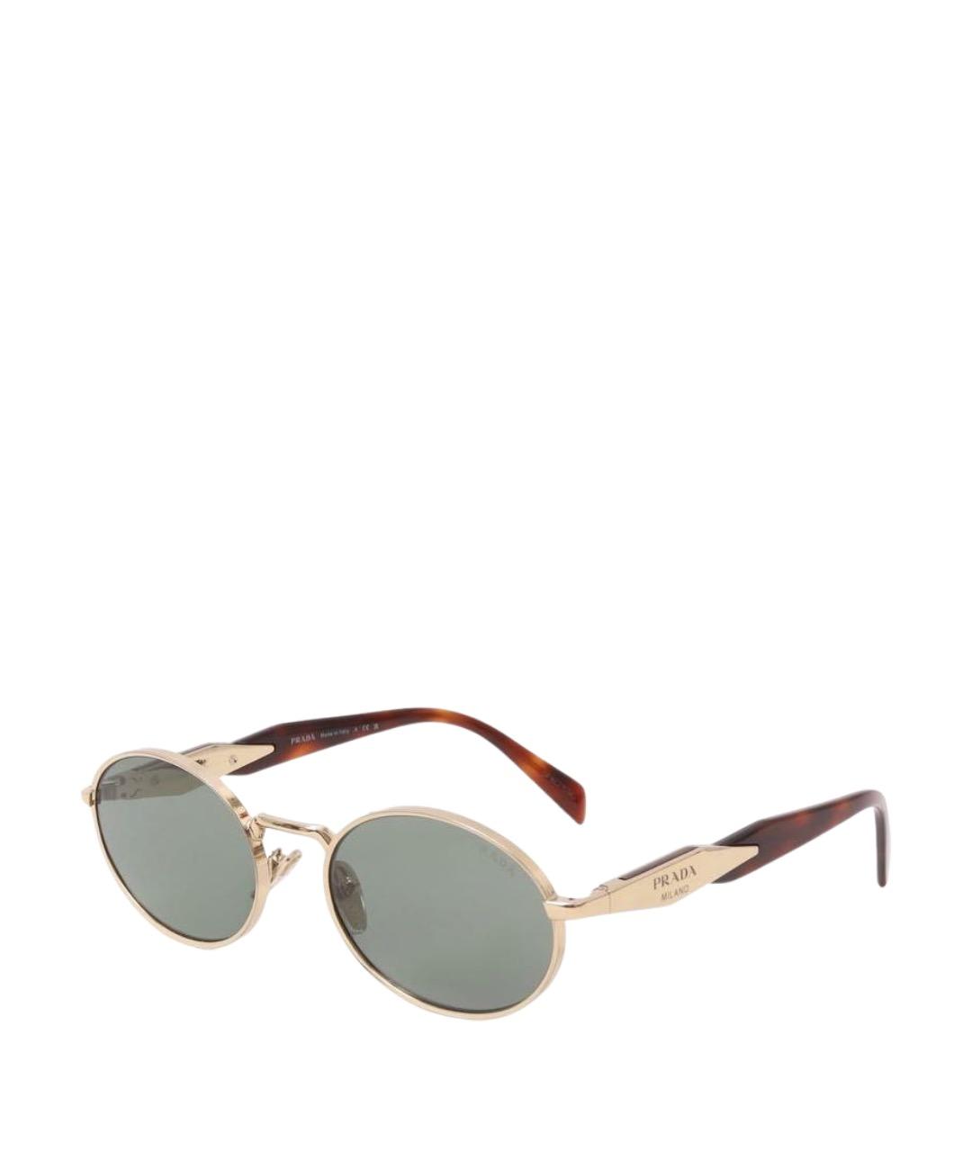 PRADA Золотые металлические солнцезащитные очки, фото 1