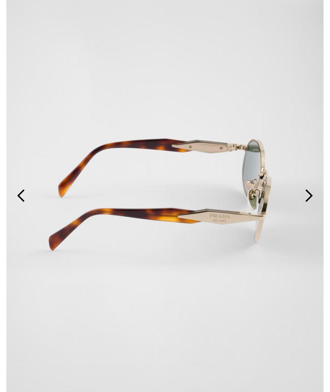 PRADA Золотые металлические солнцезащитные очки, фото 3