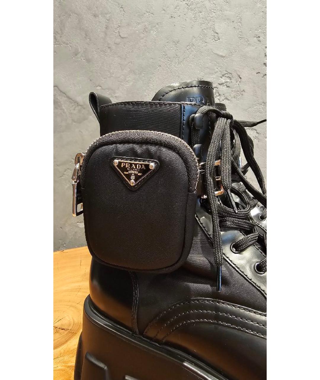 PRADA Черные кожаные ботинки, фото 5