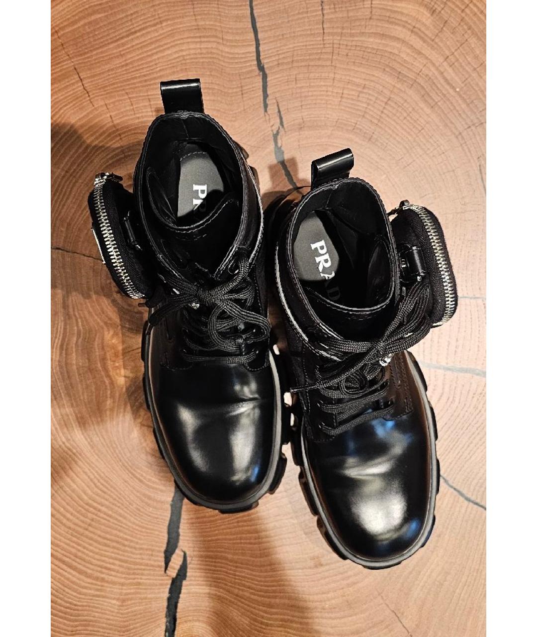 PRADA Черные кожаные ботинки, фото 4