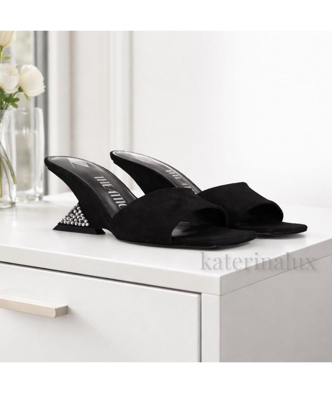 THE ATTICO Черные замшевые мюли, фото 2