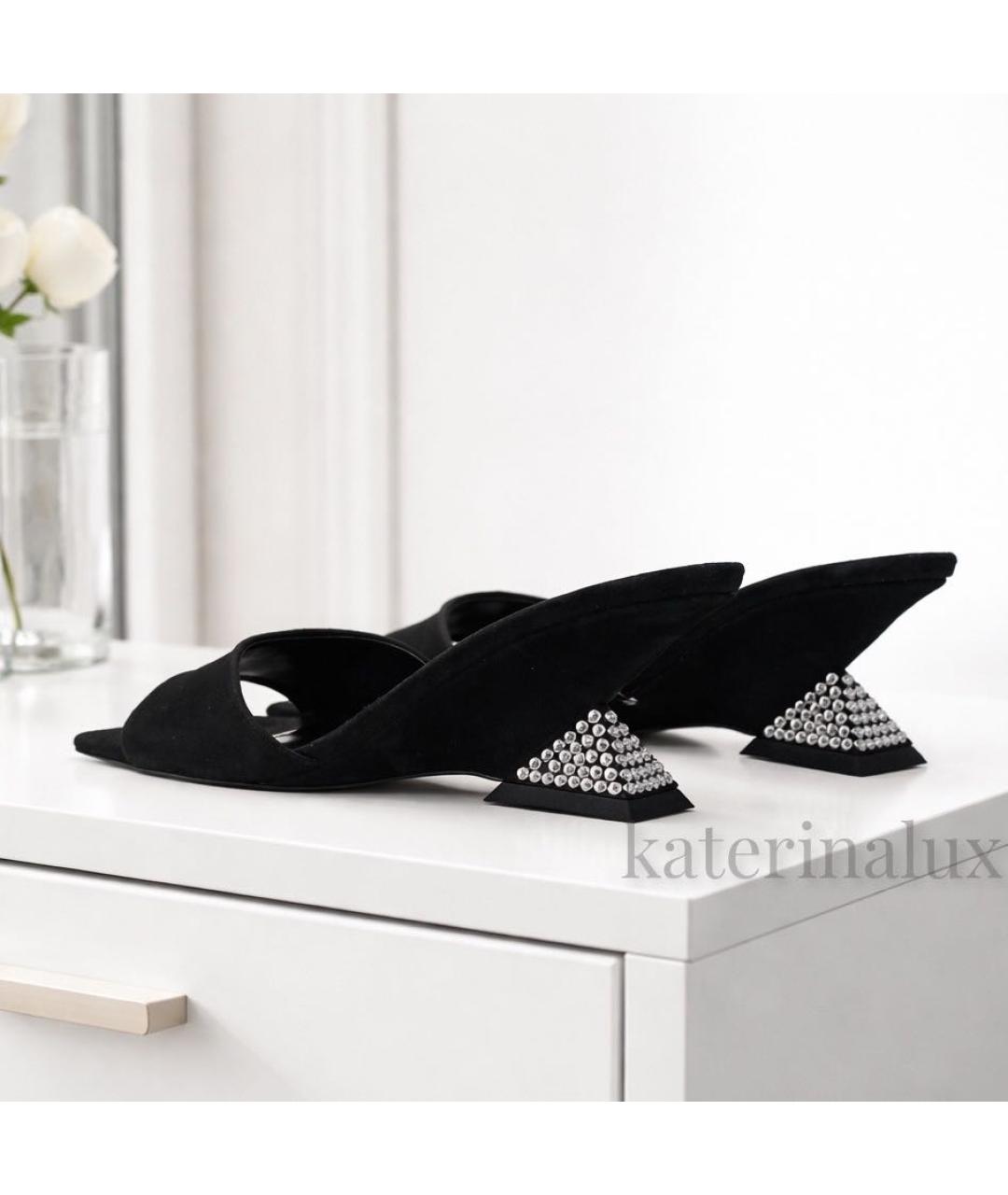 THE ATTICO Черные замшевые мюли, фото 3