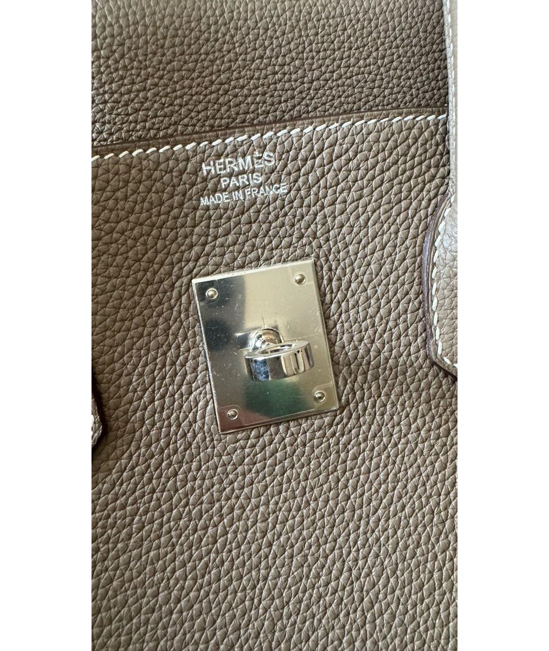HERMES Бежевая кожаная сумка с короткими ручками, фото 8