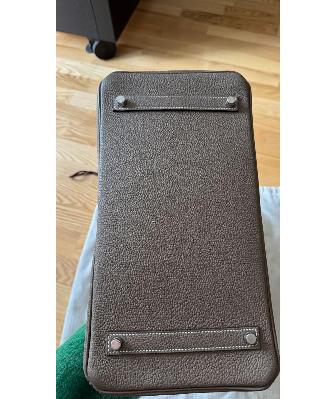 HERMES Бежевая кожаная сумка с короткими ручками, фото 7