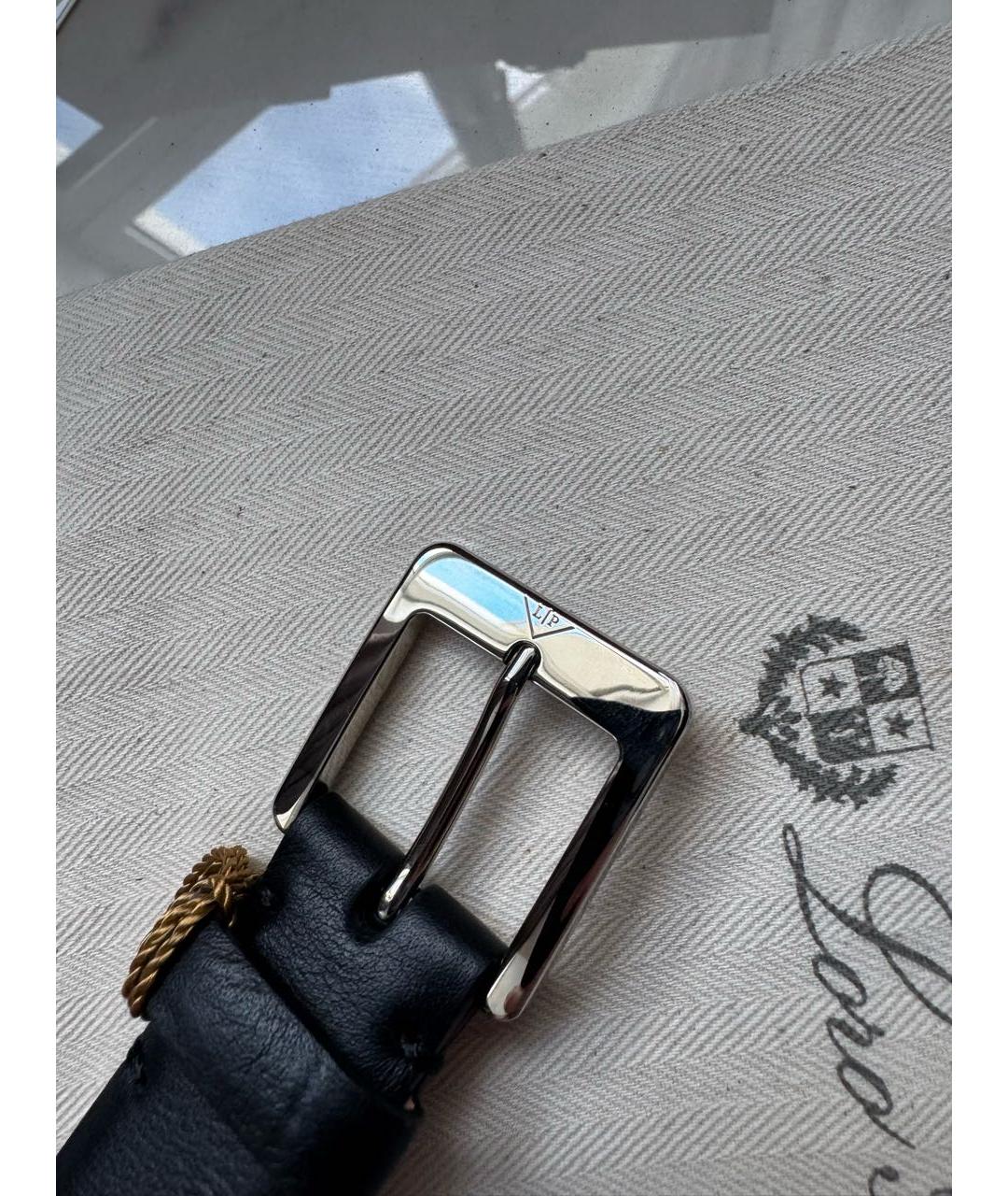 LORO PIANA Черный кожаный ремень, фото 4