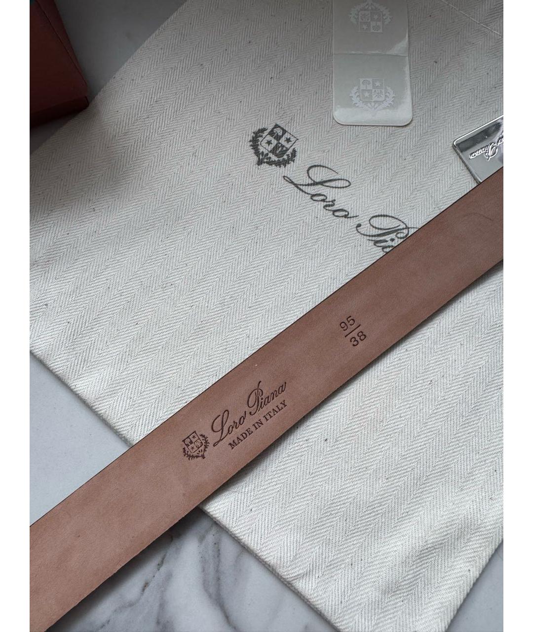 LORO PIANA Черный кожаный ремень, фото 7