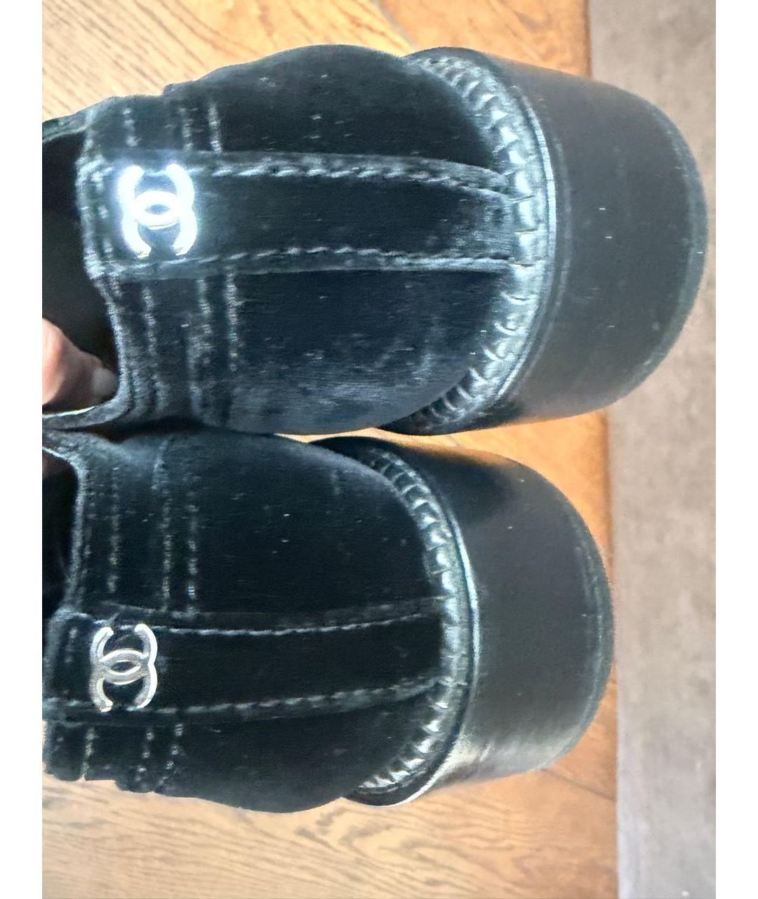 CHANEL Черные бархатные лоферы, фото 3