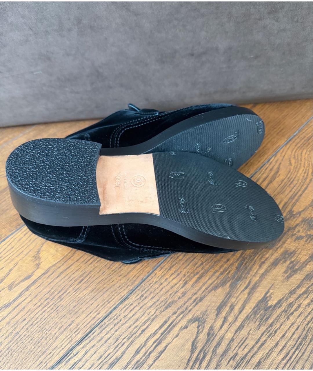 CHANEL Черные бархатные лоферы, фото 4