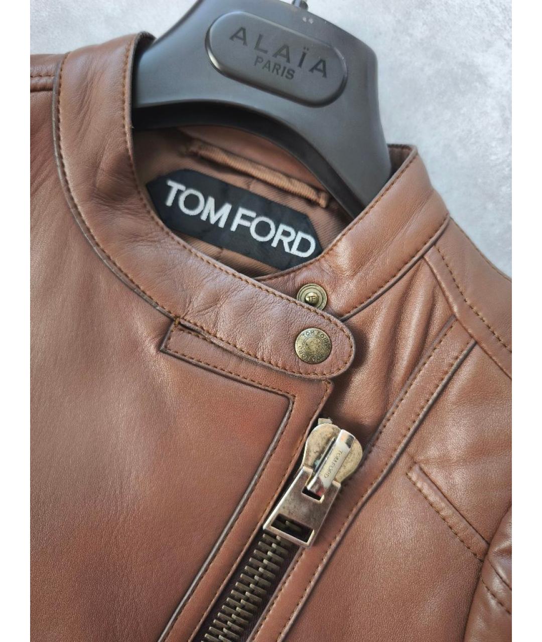 TOM FORD Коричневая кожаная куртка, фото 3