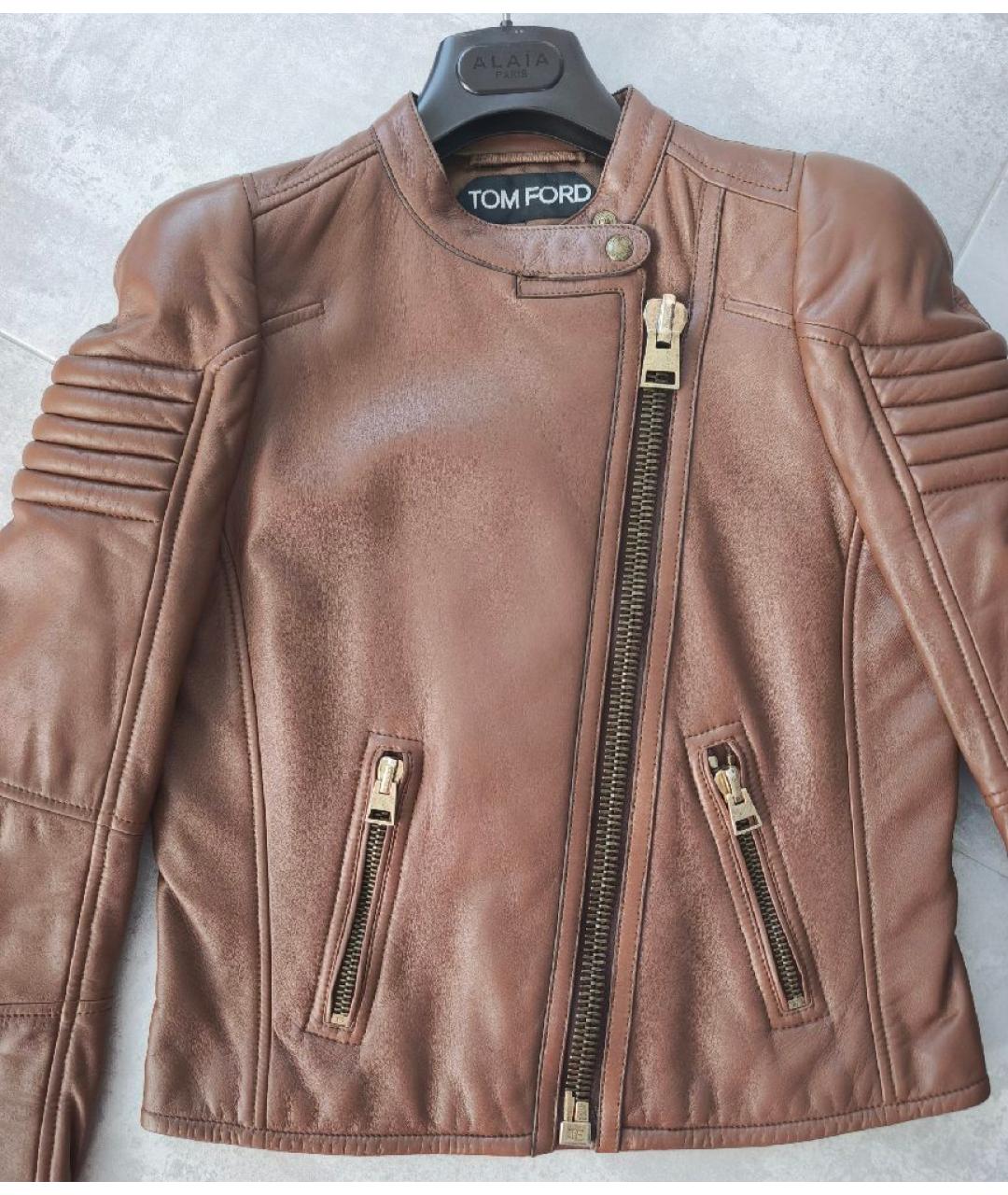 TOM FORD Коричневая кожаная куртка, фото 4