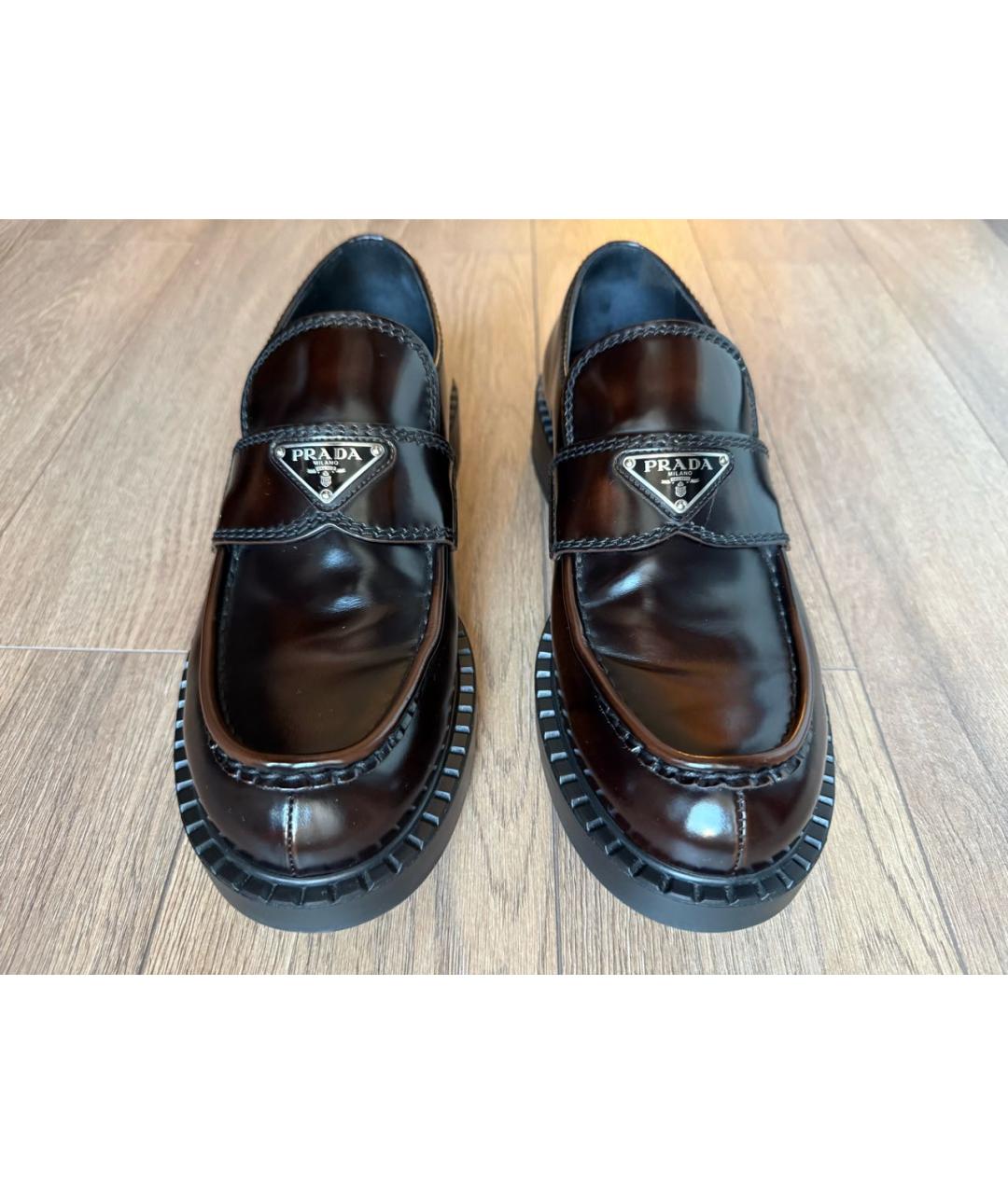 PRADA Коричневые кожаные лоферы, фото 2