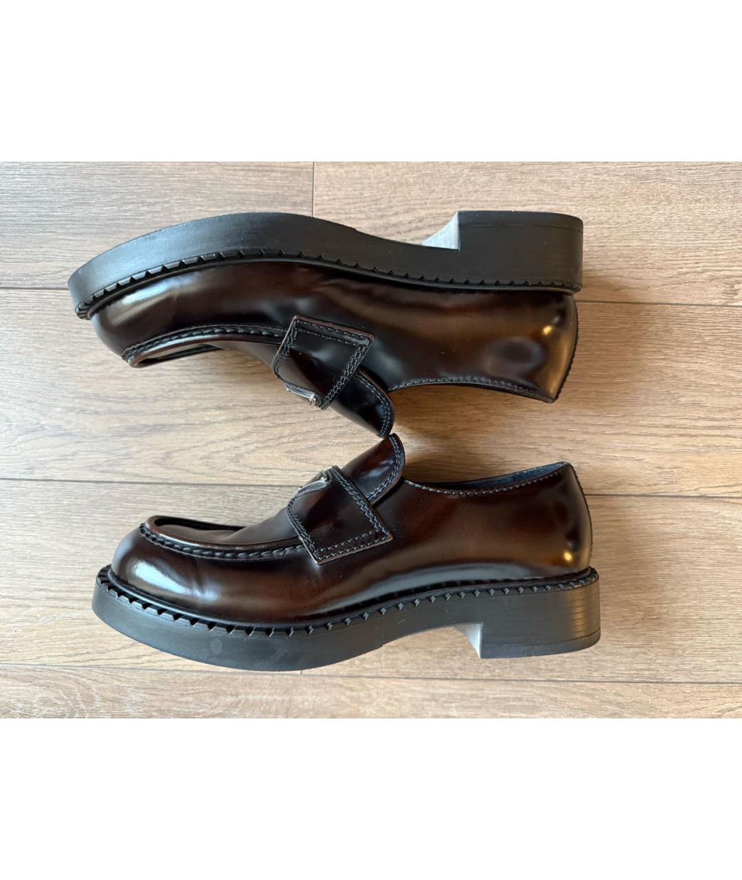 PRADA Коричневые кожаные лоферы, фото 4
