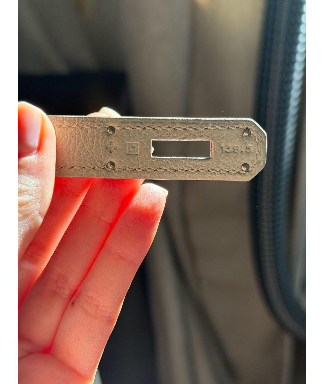 HERMES Бежевая кожаная сумка с короткими ручками, фото 6