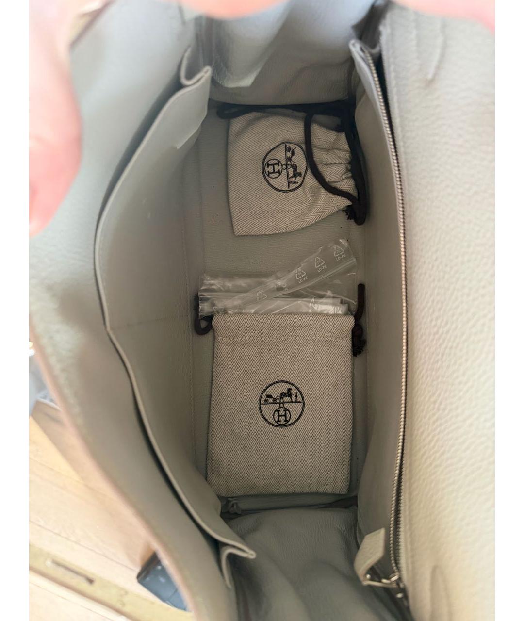 HERMES Бежевая кожаная сумка с короткими ручками, фото 8