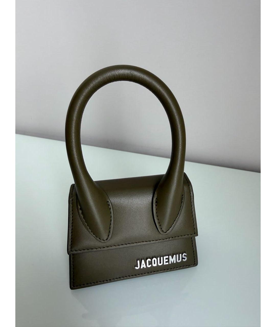 JACQUEMUS Хаки кожаная сумка через плечо, фото 2