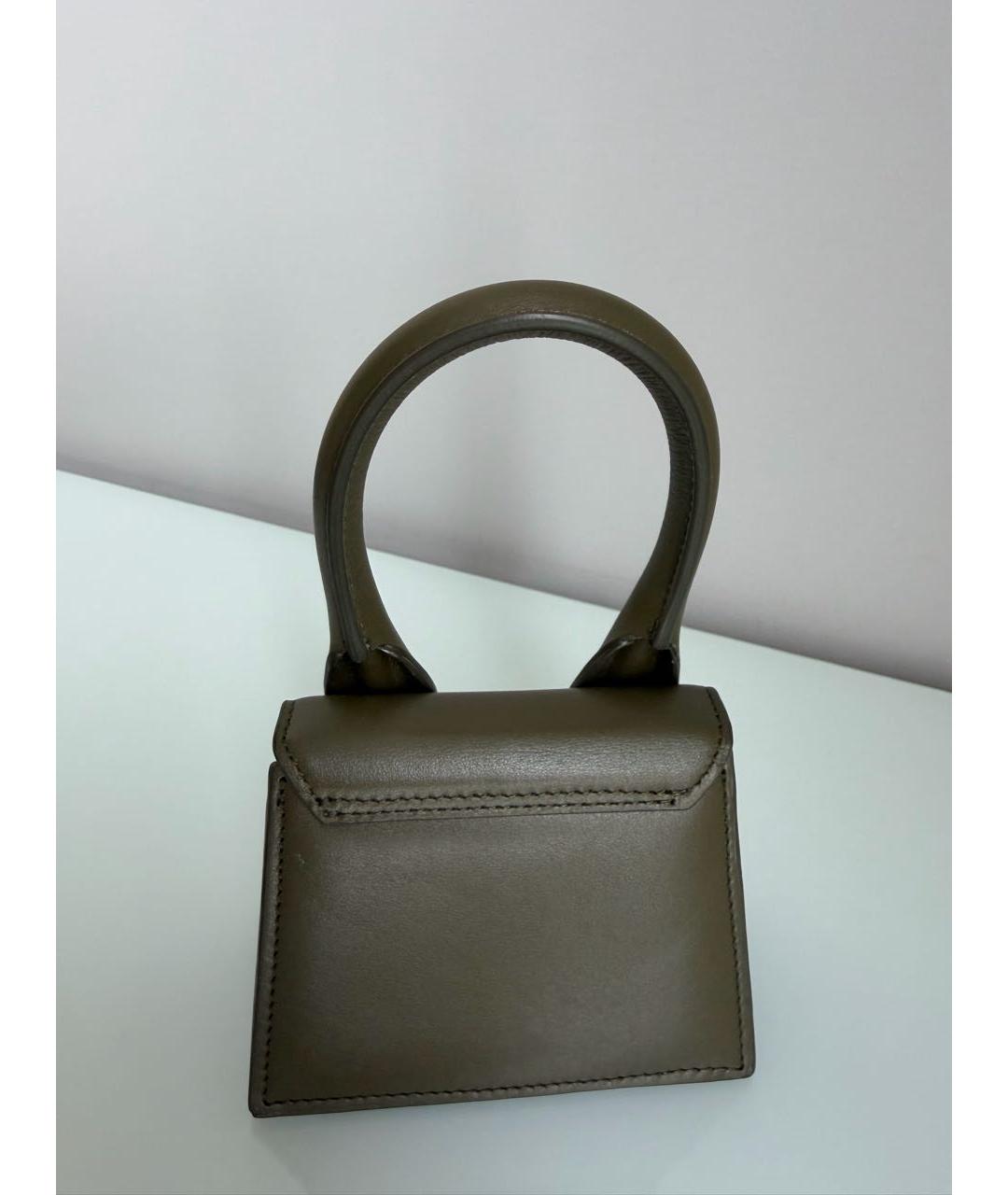 JACQUEMUS Хаки кожаная сумка через плечо, фото 5