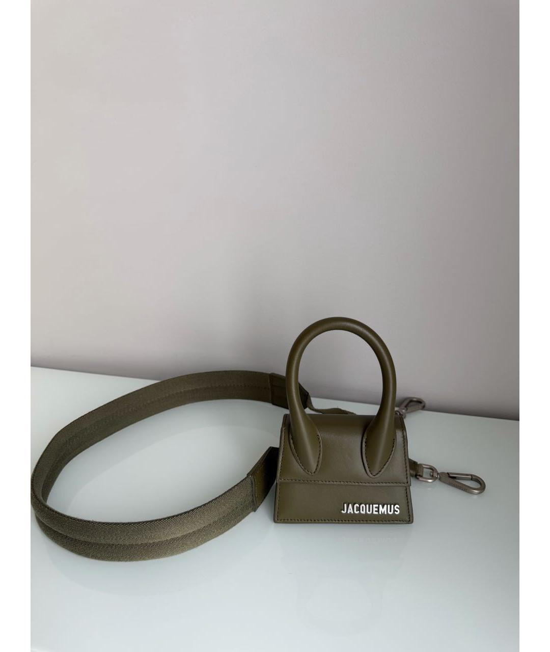 JACQUEMUS Хаки кожаная сумка через плечо, фото 9