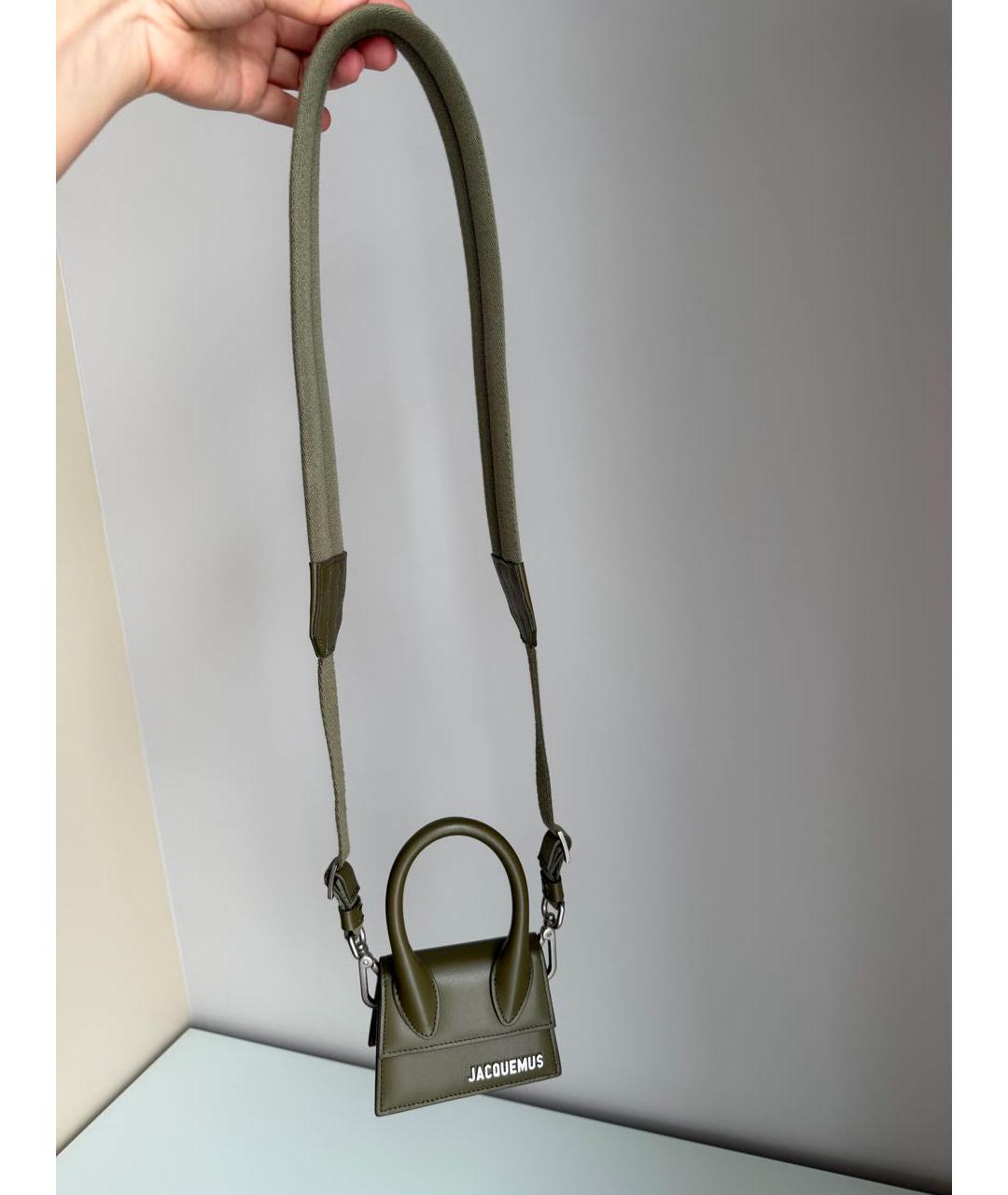 JACQUEMUS Хаки кожаная сумка через плечо, фото 3