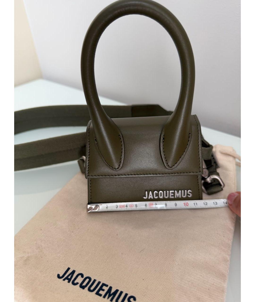 JACQUEMUS Хаки кожаная сумка через плечо, фото 8