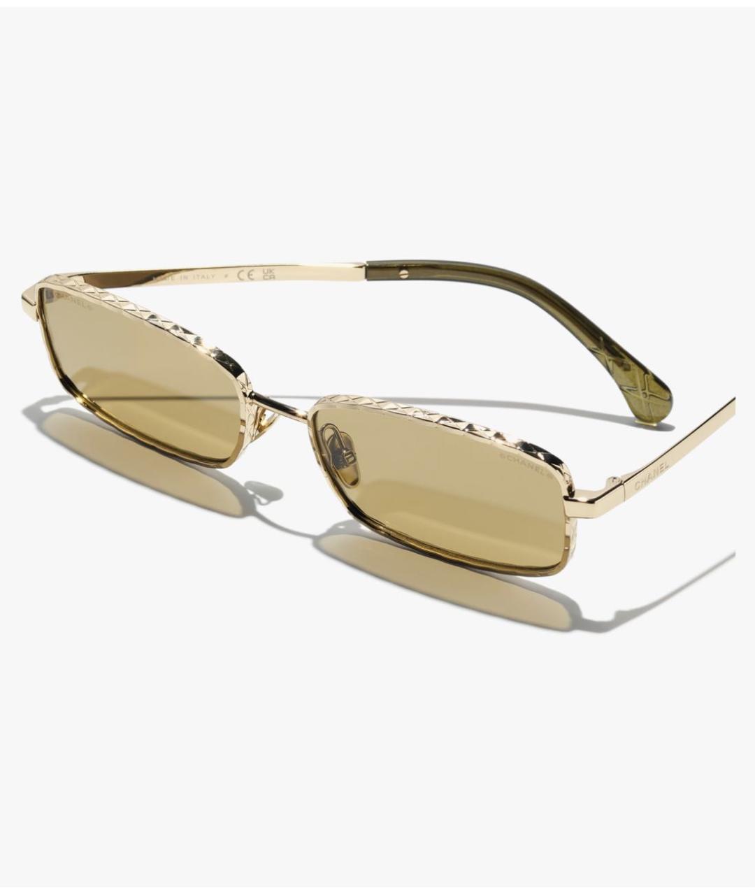 CHANEL Золотые металлические солнцезащитные очки, фото 2