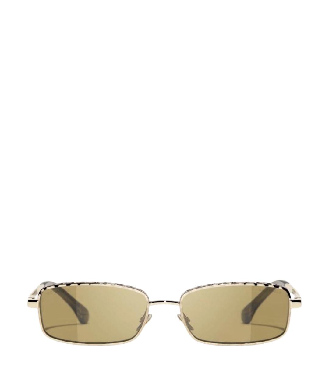 CHANEL Золотые металлические солнцезащитные очки, фото 1