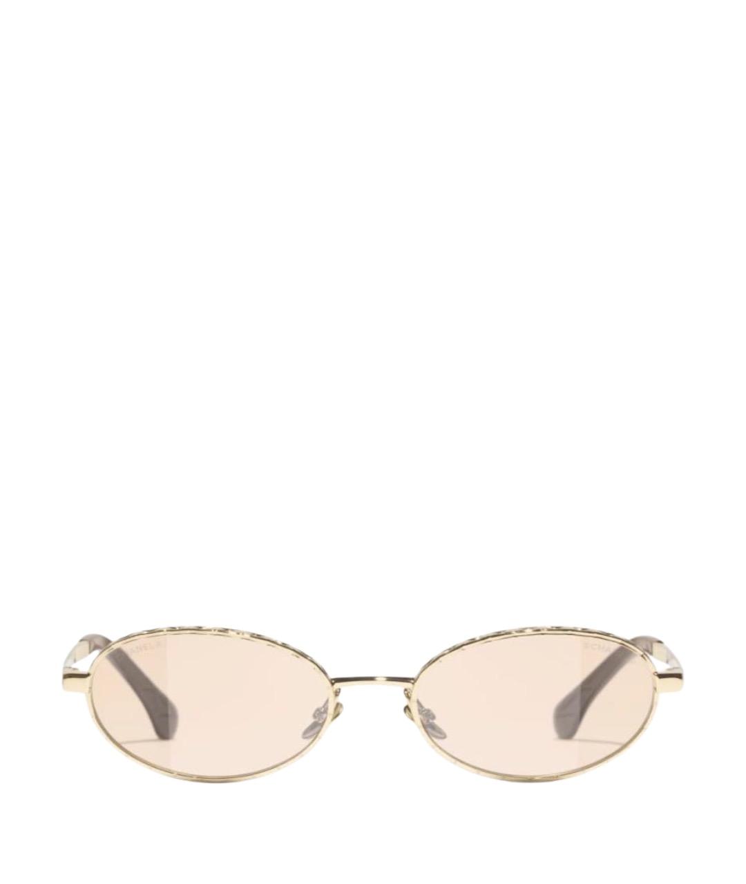 CHANEL Золотые металлические солнцезащитные очки, фото 1
