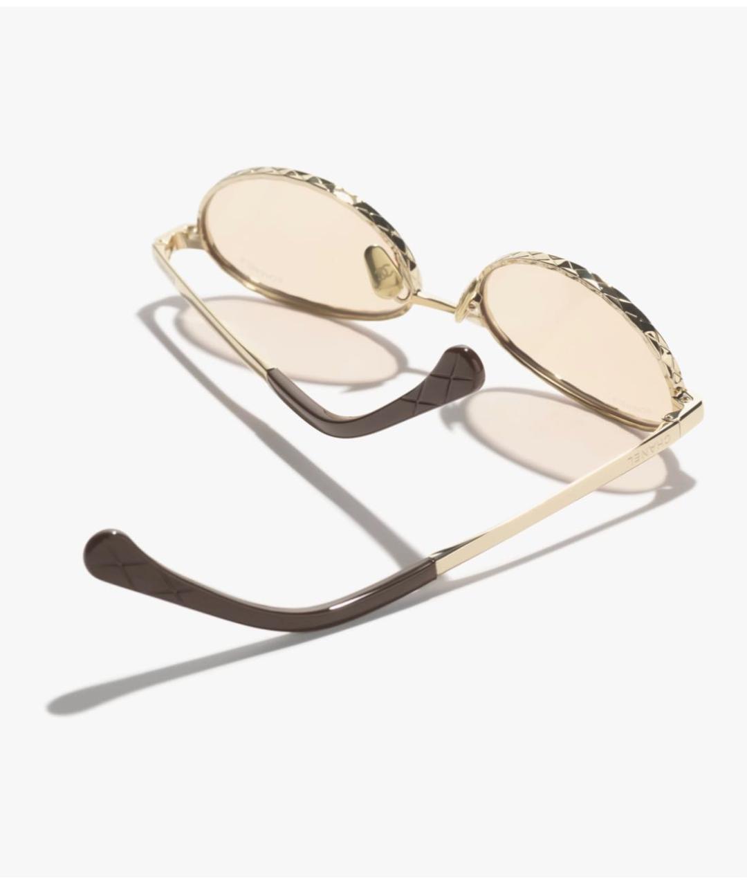 CHANEL Золотые металлические солнцезащитные очки, фото 3