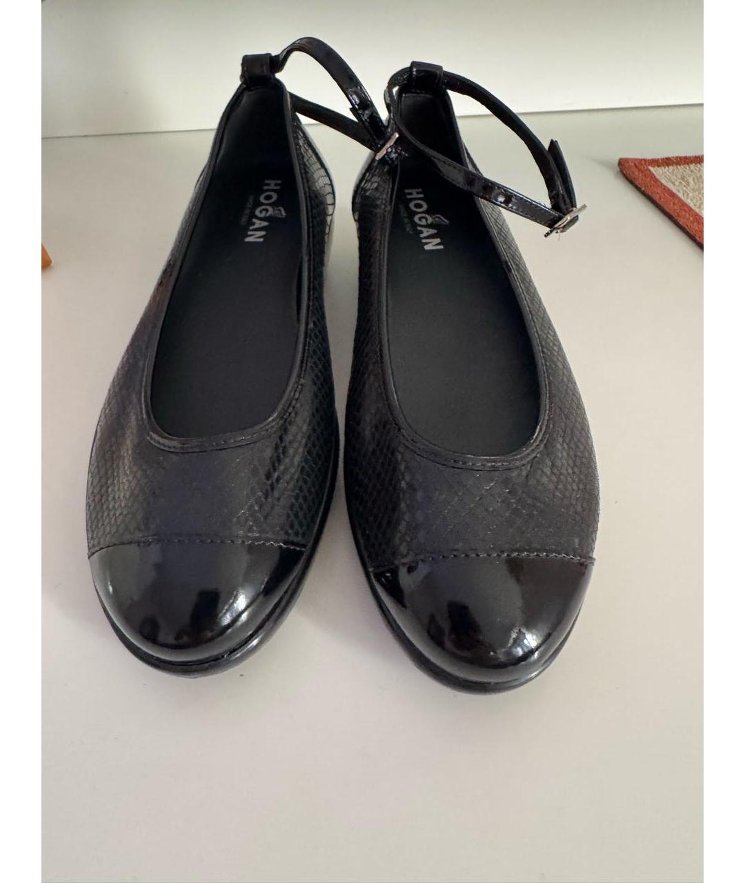 HOGAN Черные балетки из лакированной кожи, фото 2