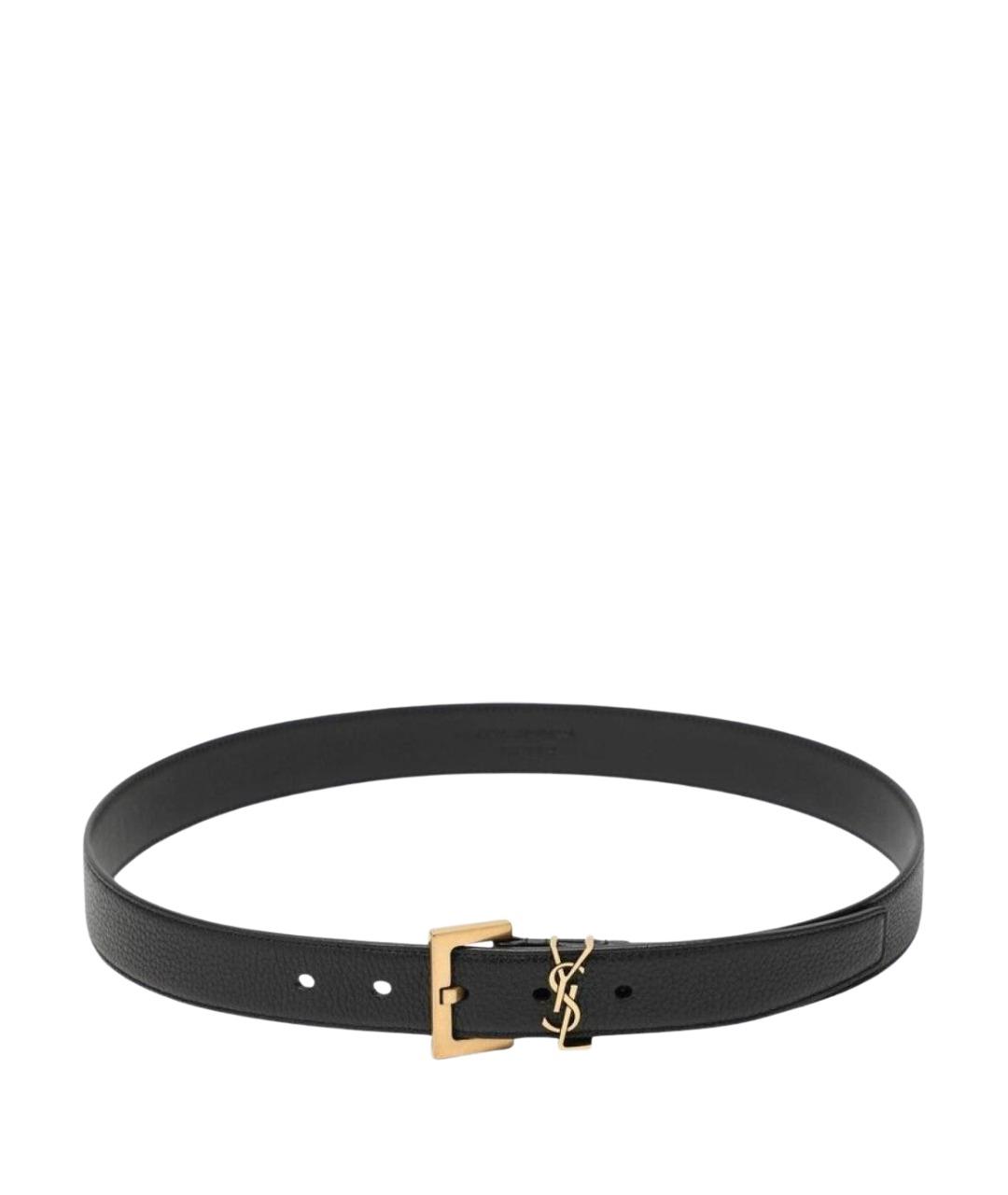 SAINT LAURENT Черный кожаный ремень, фото 1