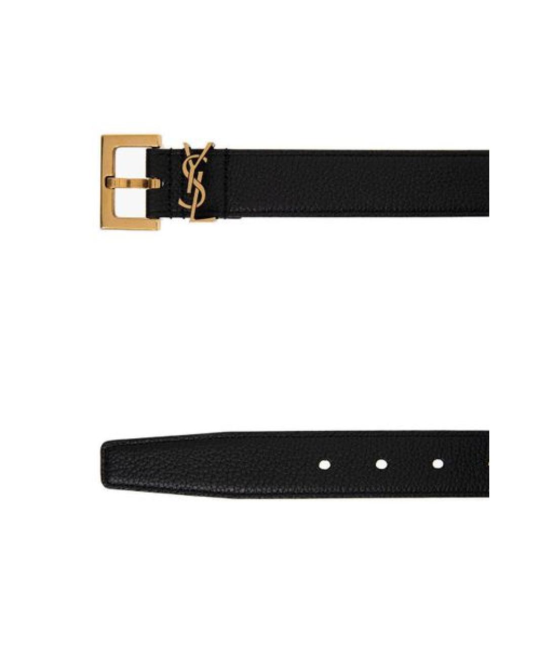 SAINT LAURENT Черный кожаный ремень, фото 3