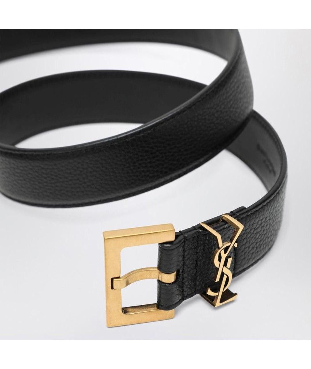 SAINT LAURENT Черный кожаный ремень, фото 2